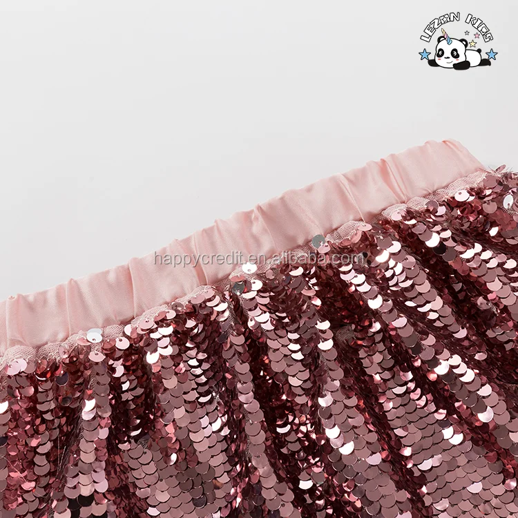 LEZONKIDS - Saia Plissada para Crianças Personalizável com Lantejoulas Brilhantes de Verão, Saia Curta Fofa para Meninas